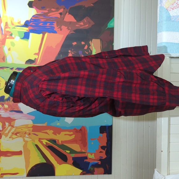 Vintage red plaid Pendleton wool button down shirt size large - Picture 3 of 9